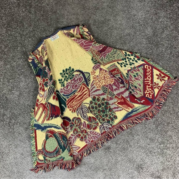 Sugar Street Weavers Sleeveless Cardigan Sweater Garden Fruit Vegetables OS - Picture 5 of 11